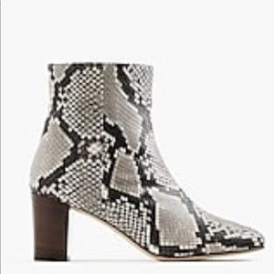 JCrew heeled snakeskin printed leather boot
